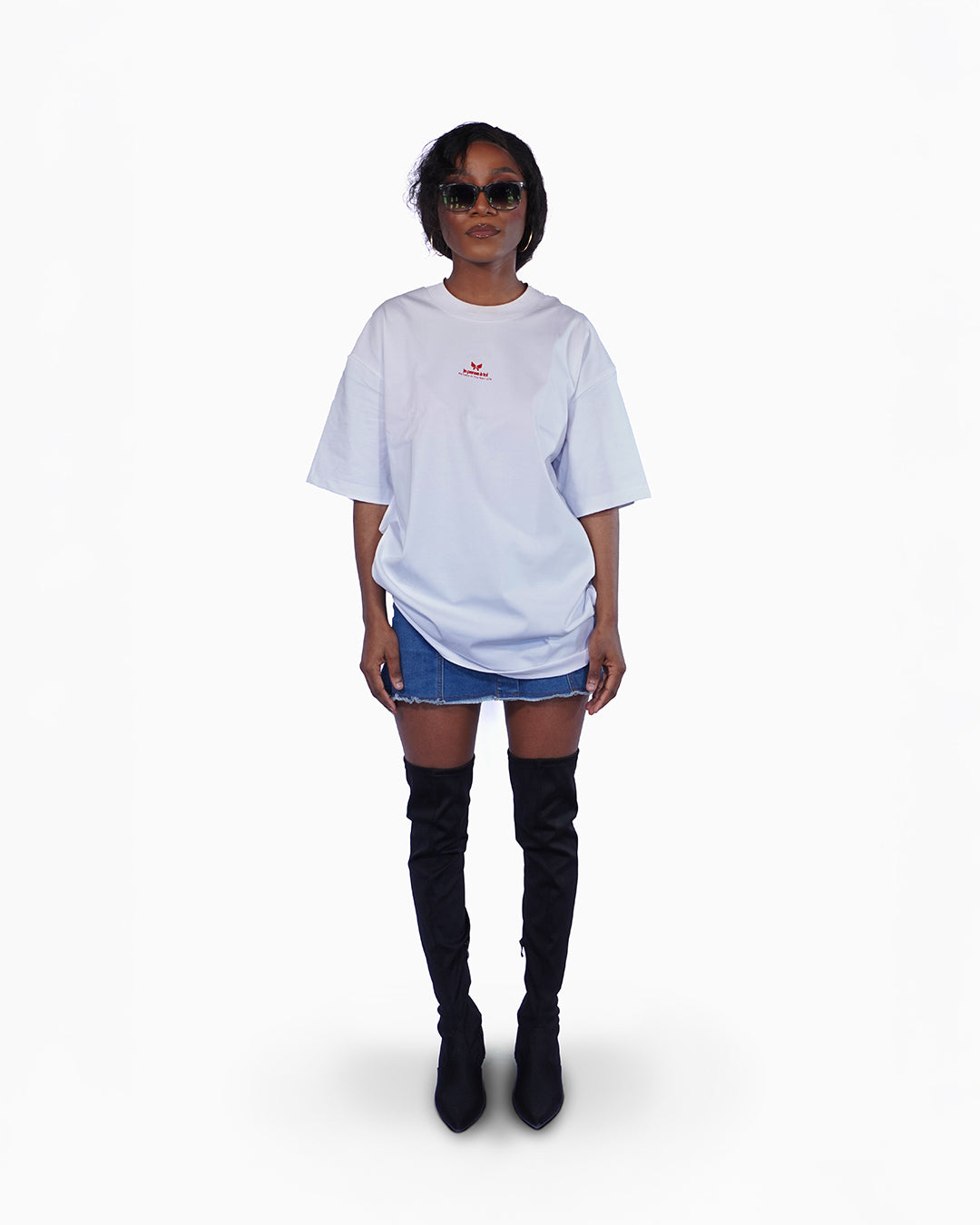 Minimalist t-shirt with Thinking About You text design.